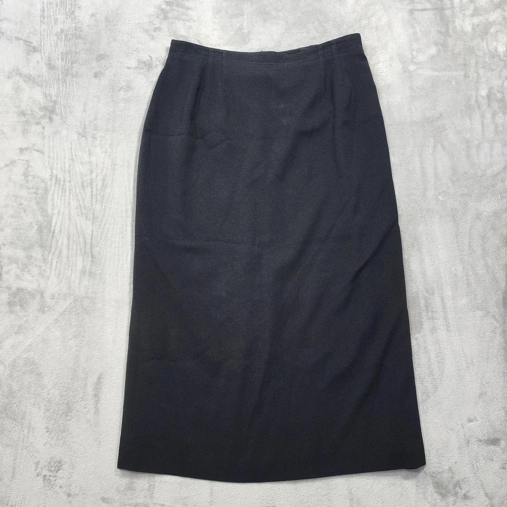 Vintage Liz Claiborne Skirt Womens 16P PETITE Black Pencil‎ Midi Office Goth